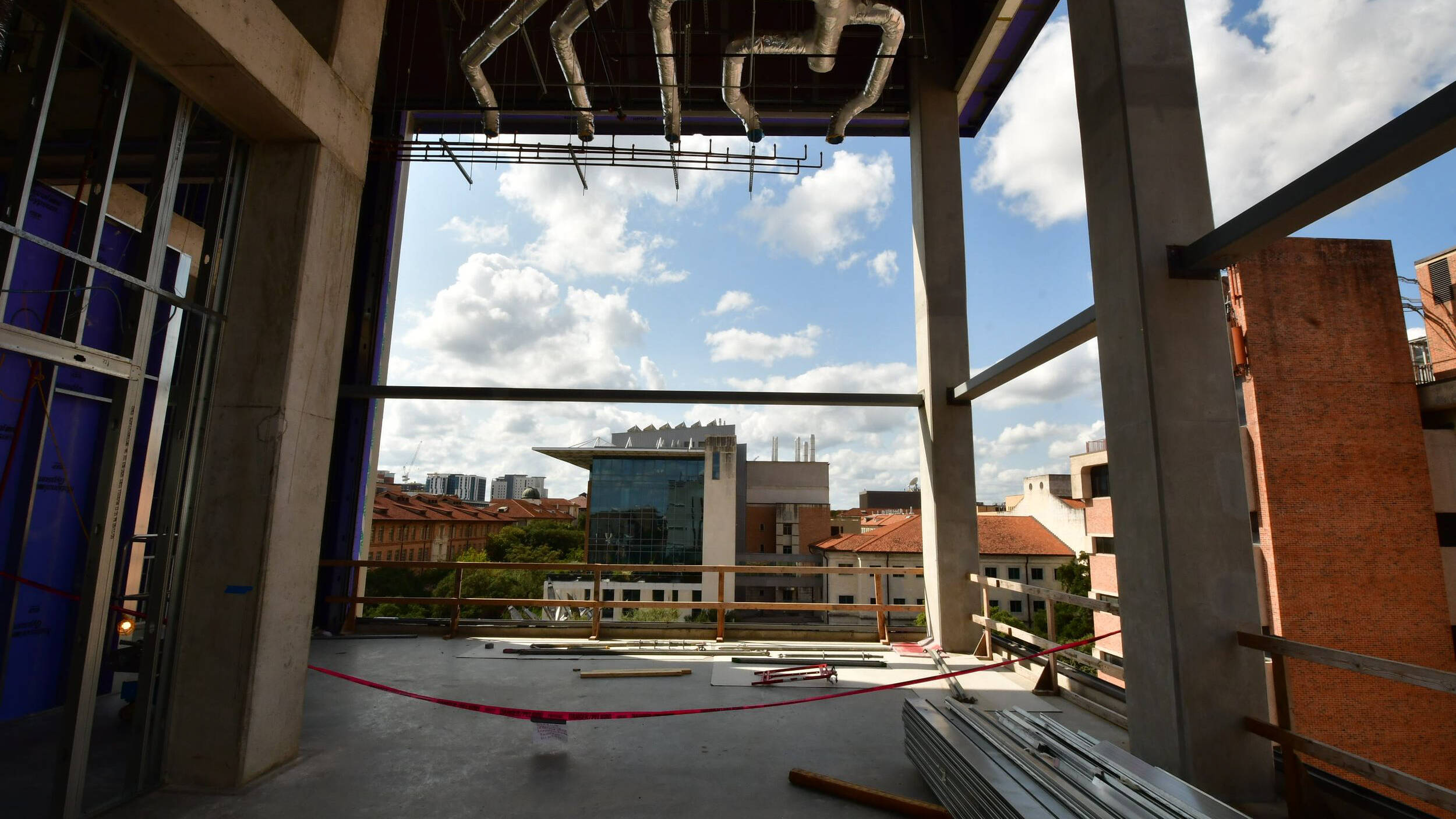 The view from the GLT Level 5 Lounge onto the Norman Hackerman Building.