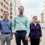 Texas Engineer Tom Truskett with two researchers