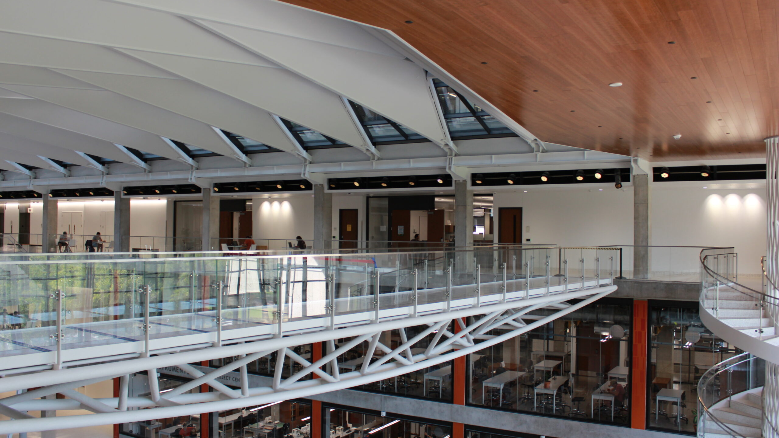 pedestrian bridge inside EER atrium