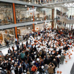 Balloons drop at the EERC grand opening event