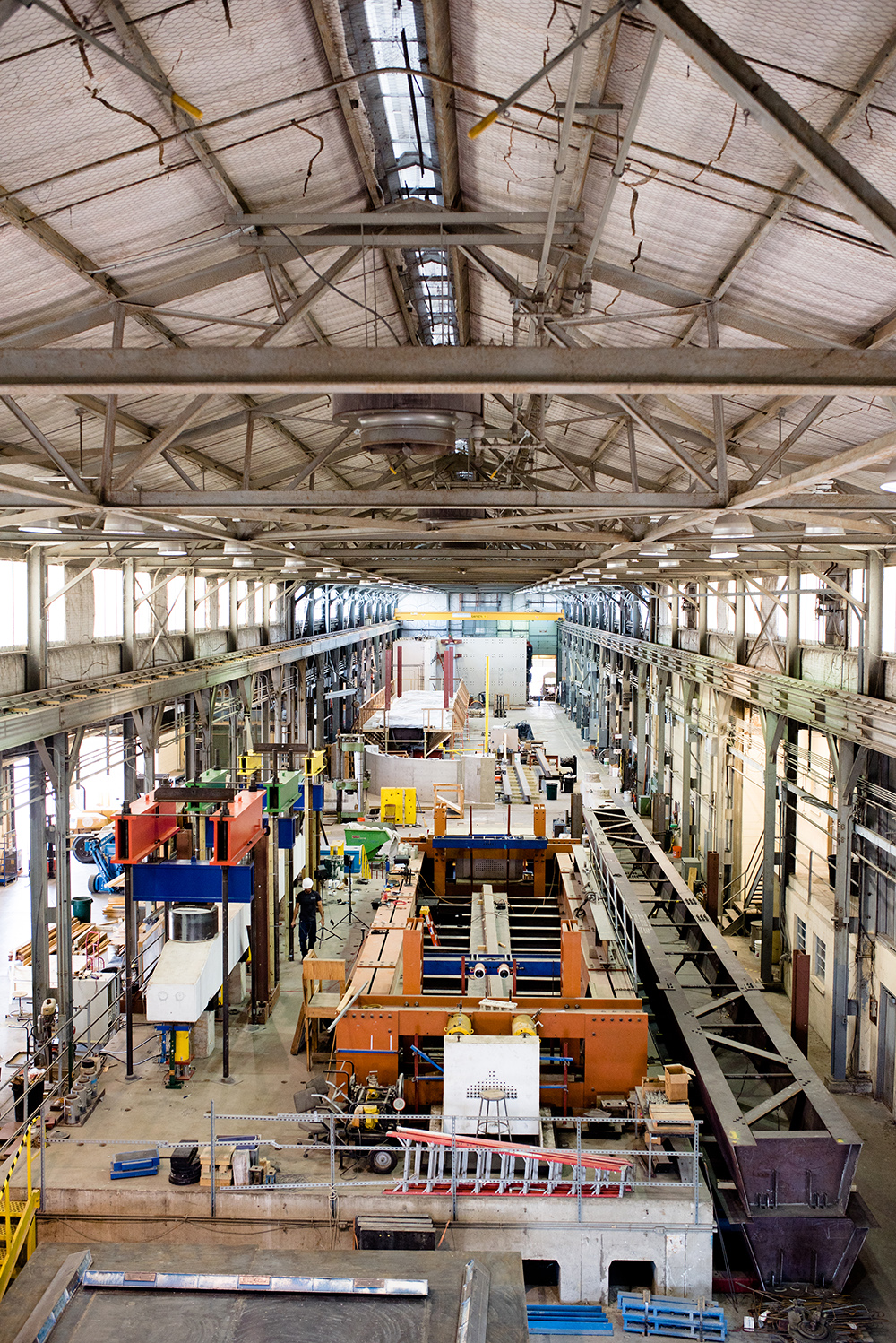 Photo of the Ferguson Structural Engineering Laboratory with an orange overlay