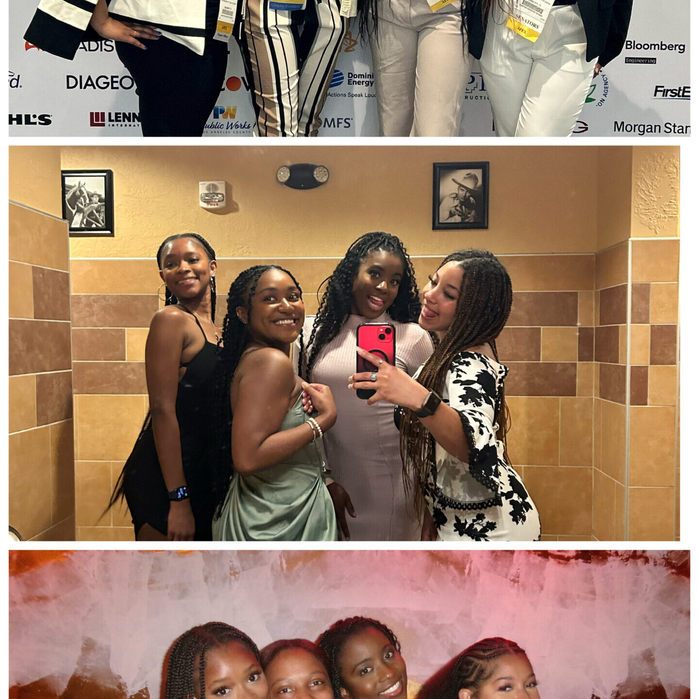 Colllage of young women at different events