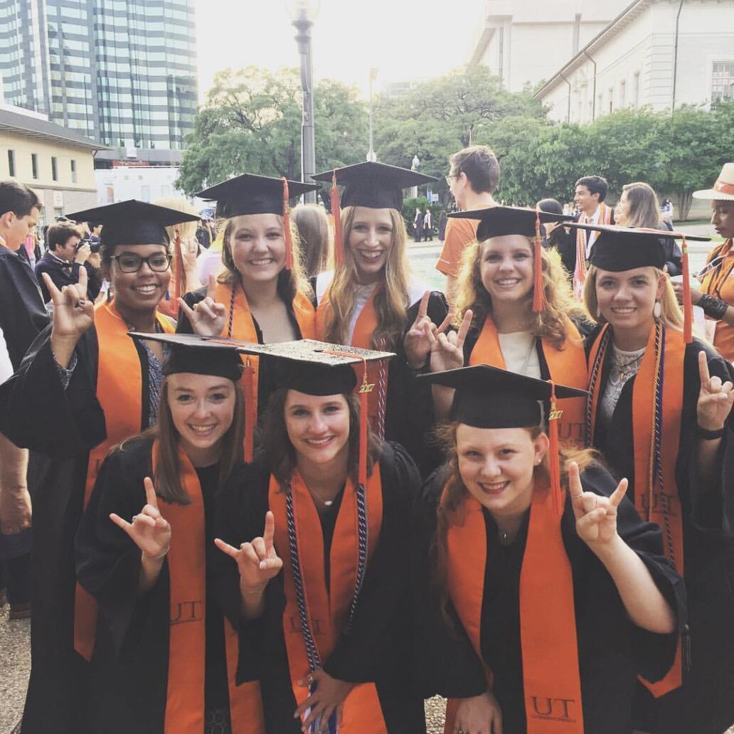 Emily and Kristian graduating with friends