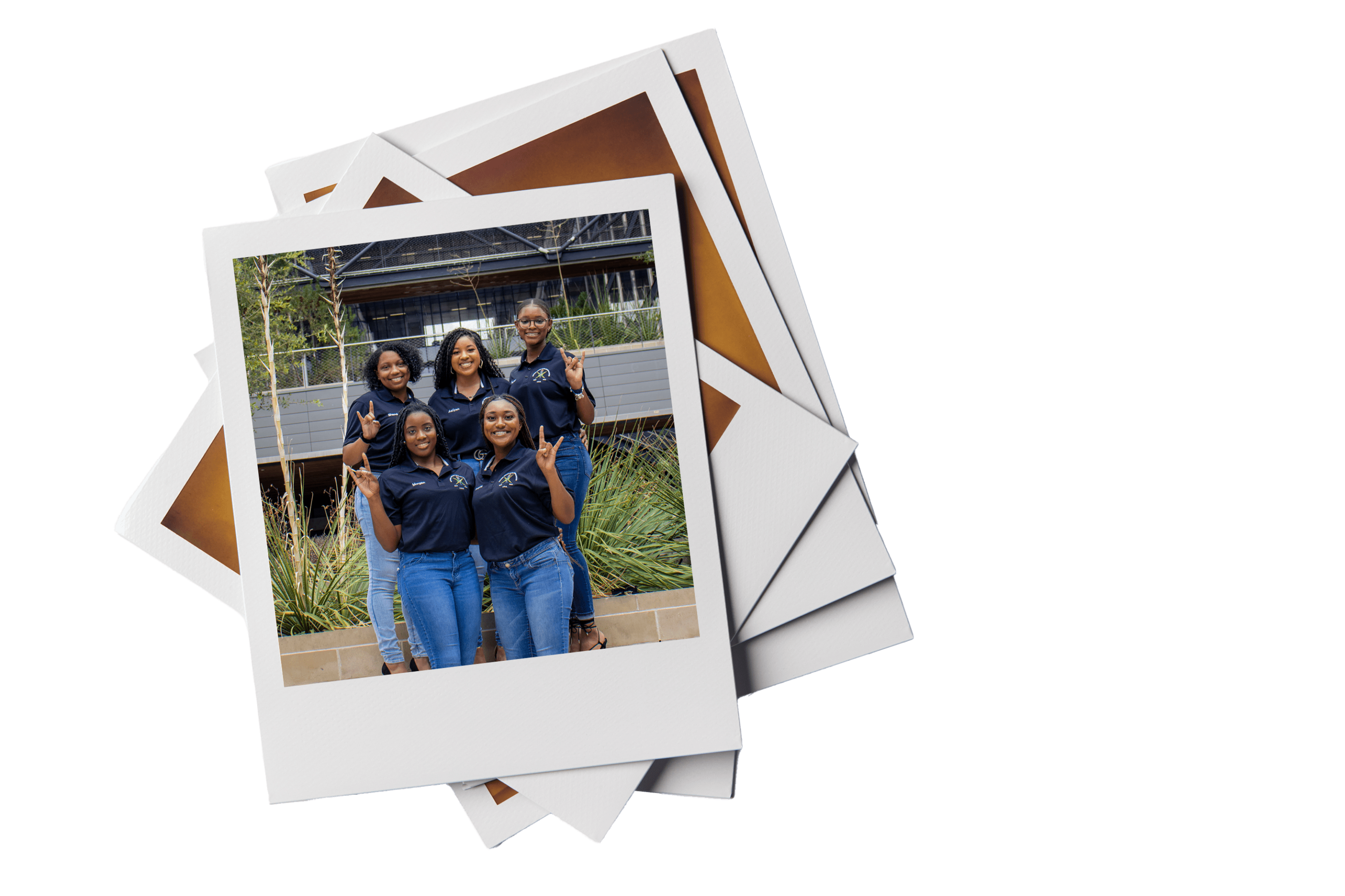 Polaroid of Morgan, Brianna, Aaliyah, Shandria and Taylor