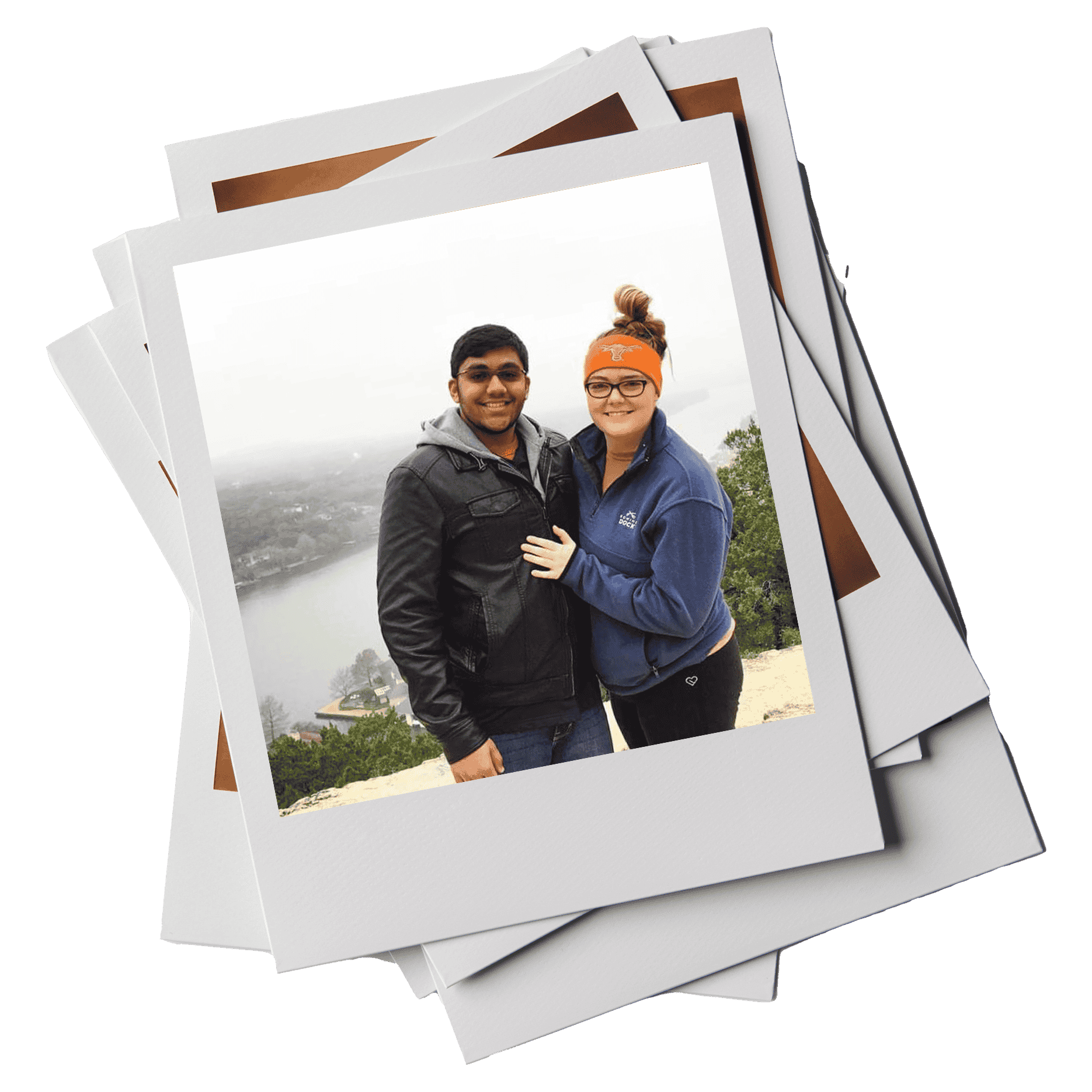 Polaroid of Texas Engineers Kelsea and Amritpreet Kang