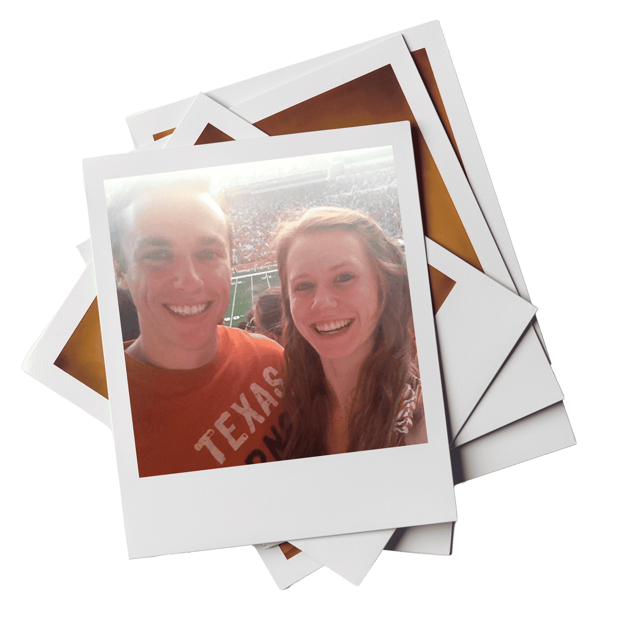 Polaroid of Texas Engineers Katie and Kemp Lewis