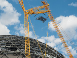 Construction of the first mega panel shot from the ground.