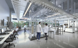 Graphic rendering of Autry C. Stephens Engineering Discovery Building laboratories