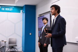 Siddharth Thakur presenting Paradigm Robotics protoype during fundraising competition.