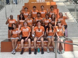 2025 Longhorn Engineering Summer Camp team sitting on steps of EER.