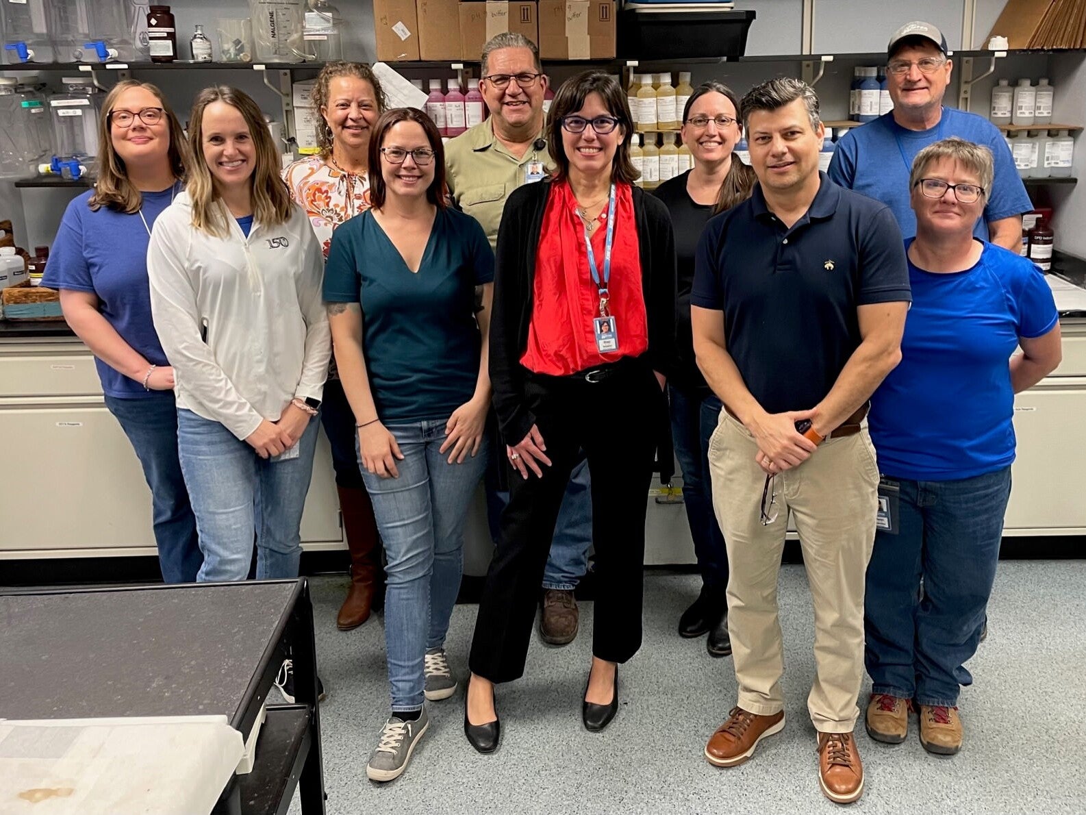Texas Engineer Shay Ralls Roalson (center) with Austin Water laboratory team..