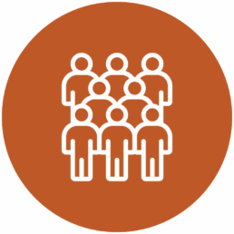 Graphic icon of several people standing together