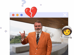 Graphic of Dan Deans within cartoon web browser window