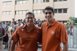 Michele Myer standing with student outside at 2021 Gone to Engineering.