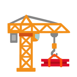 Illustration of construction crane lifting beams