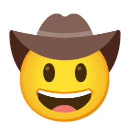 Emoji of smiling face wearing cowboy hat