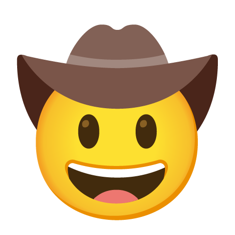 Emoji of smiling face wearing cowboy hat